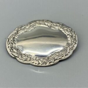 Vintage Pewter Holiday Holly Brooch from Kirk Stieff w/ Original Box